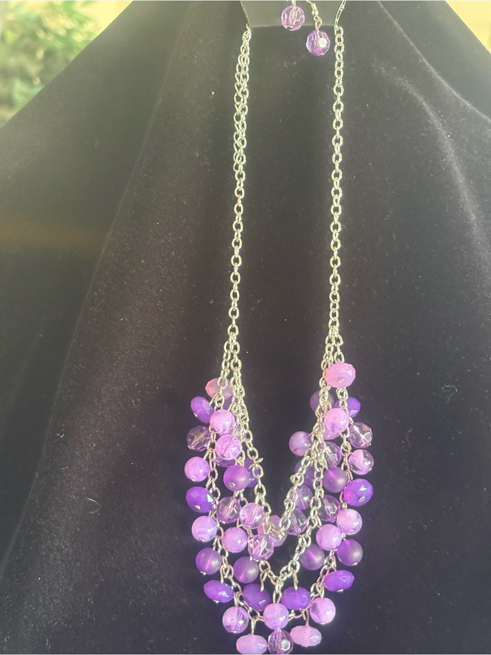 Purple Multi-Strand Beaded Statement Necklace